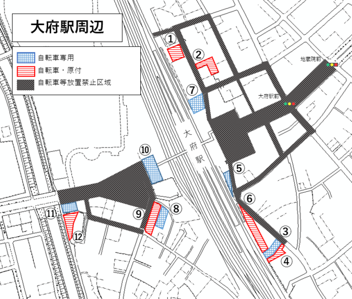駐輪場位置図（大府駅周辺）