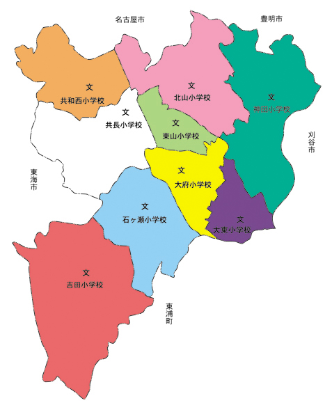 大府市立小学校の位置図