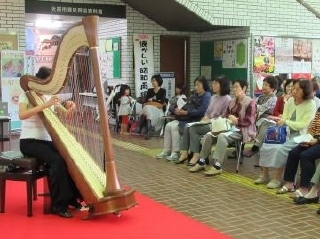 写真:ハープを演奏する様子