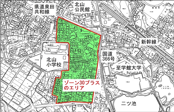 北山小学校エリア地図