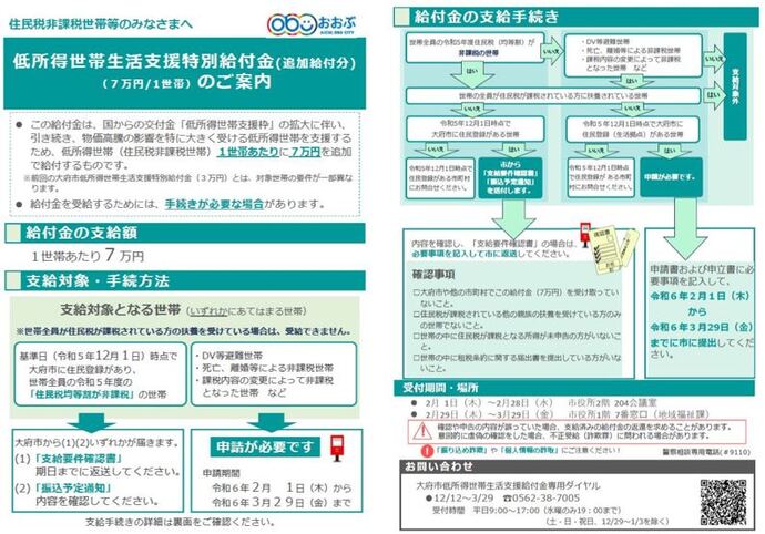 給付金の概要チラシ