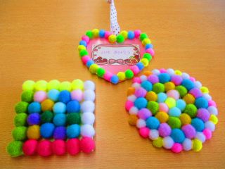 梵天を使ったコースターや壁飾り