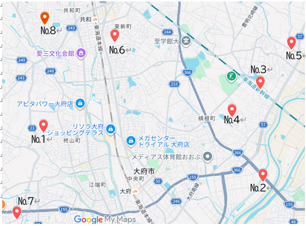 交通安全対策実施箇所位置図です。