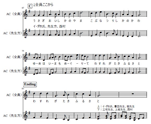 全員合奏用の楽譜の画像