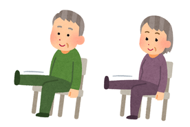 椅子に座ってストレッチをしているイラストです。
