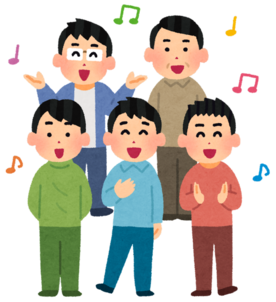 コーラスをする男性のイラストです。