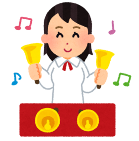 ハンドベルを演奏している人のイラストです。