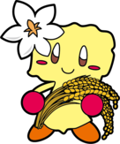 稲を持つおぶちゃんのイラスト