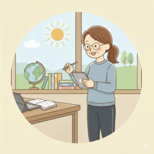 学習する女性のイラスト