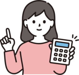 電卓を持った女性のイラスト