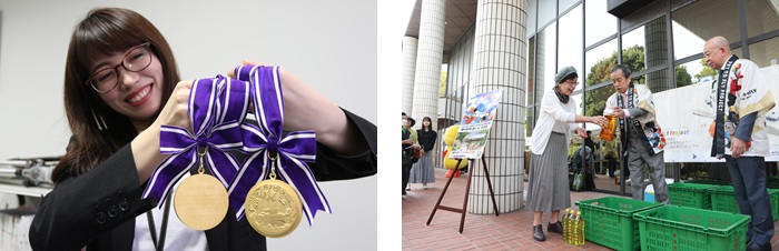 都市鉱山メダルと廃食用油回収の写真