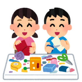 親子で体操をしているイラストです。