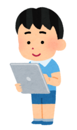 こどもがタブレットでイラストを描いている図です